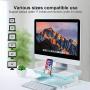 Foldable Monitor Stand Riser, Adjustable Length Computer Stand Riser with Storage Drawer Tablet Phone Stand for PC Laptop Computer (White)