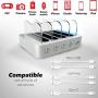 Poweroni USB Charging Station Dock - 4-Port - Fast Charge Docking Station for Multiple Devices - Multi Device Charger Organizer - Compatible with iPad iPhone and Android Cell Phone and Tablet
