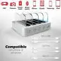Poweroni USB Charging Station Dock - 4-Port - Fast Charge Docking Station for Multiple Devices - Multi Device Charger Organizer - Compatible with iPad iPhone and Android Cell Phone and Tablet
