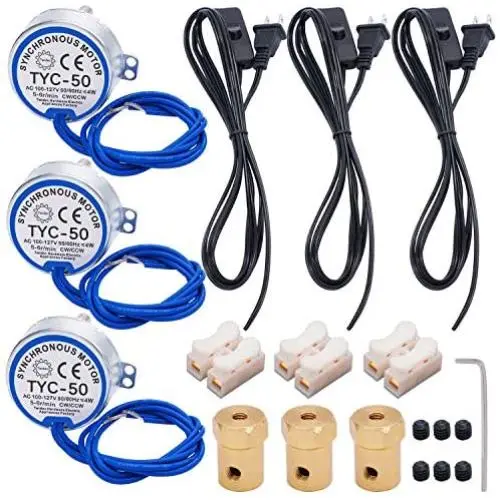Twidec/ 3Pcs Synchronous Turntable Motor Electric Motor 5-6RPM/MIN 50/60Hz 4W CCW/CW AC100~127V Synchron Motor For Cup Turner,Cuptisserie Rotator With 7mm Flexible Coupling TYC-50-5-6R-XLLB