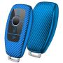 ELOHEI for Mercedes Benz Key Fob Cover, Premium Soft TPU Stripes 360 Degree Full Protection Key Case Cover for Mercedes Benz E Class, 2018 up S Class, 2017 2018 W213 Keyless Smart Key Fob (Blue)