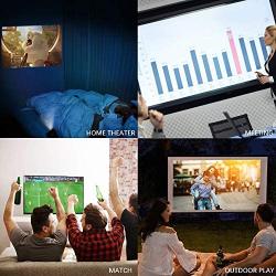 Mini Video Projector, EFFUN Outdoor Movie Projector with Projector Screen, 1080P HD Supported, Home Theater Projector, Portable LED Video Projector Compatible with HDMI, VGA, USB, TF, iPhone, iPad