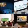 Mini Video Projector, EFFUN Outdoor Movie Projector with Projector Screen, 1080P HD Supported, Home Theater Projector, Portable LED Video Projector Compatible with HDMI, VGA, USB, TF, iPhone, iPad