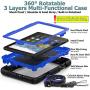 SEYMAC stock Case for FireHD 8/8Plus (10th Generation 2020 Release), Drop-Proof Full-Body Case with 360 Degrees Rotating Stand [Screen Protector] Hand Strap for FireHD 8& 8 Plus 10th Gen(Blue+Black)