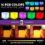 Mr.Go 14-inch 35cm Rechargeable LED Color Cube Light Seat W/Remote Control Magic RGB Color Changing Side Table Stool Home Bedroom Patio Pool Party Mood Lamp Night Light Romantic Decorative Lighting