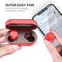 TOZO T12 Wireless Earbuds Bluetooth Headphones Premium Fidelity Sound Quality Wireless Charging Case Digital LED Intelligence Display IPX8 Waterproof Earphones Built-in Mic Headset for Sport Red
