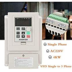 VFD Single to 3 Phase,4kW 220V AC Single-phase Variable Frequency Drive Inverter, VFD Speed Controller Inverter for 3-phase Motor