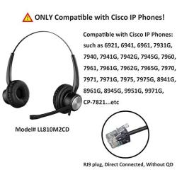 Oppetec RJ9 Telephone Headset Wired, Small Noise Cancelling Headset with Microphone, Dual Ear Landline Phone Headset, Corded Office Work Headset Compatible with Cisco IP Phones ONLY