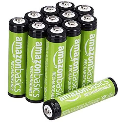 Amazon Basics 12-Pack AAA Rechargeable Batteries, 800 mAh, Pre-charged