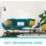 Cordinate Designer 1-Outlet 2-USB Charging Extension Cord with Surge Protection, Mint Braided Décor Fabric Cord, 10 ft, 2.4A USB Charging Ports, with Tamper Resistant Safety Outlets, 37918