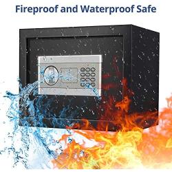 Kacsoo 1.0 Cubic Feet Safe Security Box, Fireproof and Waterproof Safe Cabinet, Digital Combination Lock Safe with Keypad LED Indicator, for Home, Business or Travel (1.0)