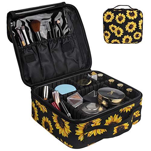 Makeup Travel Case MRSP Makeup Bag,Travel Makeup Organizers And Storage Cosmetic Travel Case Makeup Brushes Toiletry Travel Accessories Sunflower