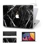 Timocy Hard Case Compatible with MacBook Air 13 Inch – Marble Laptop Case with Keyboard Cover, Screen Protector, Touch Pads Sticker – Enhanced Protection – Gorgeous Designs, Black Marble