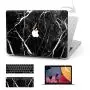 Timocy Hard Case Compatible with MacBook Air 13 Inch – Marble Laptop Case with Keyboard Cover, Screen Protector, Touch Pads Sticker – Enhanced Protection – Gorgeous Designs, Black Marble