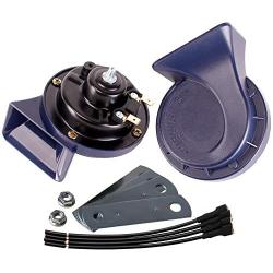 FARBIN Horn 12V Car Horns Loud Dual-Tone Waterproof Auto Horn Electric Snail Horn Kit Universal for Any 12V Vehicles (Blue horn with wire harness, 12v)