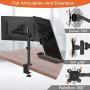 Perlegear Dual Monitor Desk Mount with Height Adjustable Articulating Arms Stand Heavy Duty Clamp and Grommet Base Fits Two 17-32 Inch Flat Curved Screens, Max VESA 100x100mm Holds up to 26 lbs