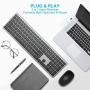 Wireless Keyboard and Mouse Combo, WisFox 2.4G Full-Size Slim Thin Wireless Keyboard Mouse for Windows, Computer, Desktop, PC, Laptop Mac (Silver Gray)