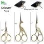 BIHRTC Scissors 2Pcs 4.5 Inch Bird Sewing Scissors and 1PC 3.6 Inch Embroidery Scissors Stainless Steel Sharp Tip Stork Scissors Shears for Craft Sewing Needlework Art Work Office Everyday Use Gold