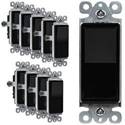 ENERLITES 3-Way Decorator Paddle Light Switch, Single Pole or Three Way, 3 Wire, Grounding Screw, Residential Grade, 15A 120V/277V, UL Listed, 93150-BK-10PCS, Black (10 Pack)