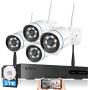 【Floodlight & Siren Alarm】Wireless Security Camera System, Billtree 3MP Ultra-HD 8CH NVR with 2TB Hard Drive, 4Pcs 3MP WiFi Surveillance Cameras with AI Human Detection,2 Way Audio, Color Night Vision