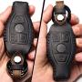 Leather Mercedes-Benz Key Fob Cover, Suit for Keyless Remote Control for Benz A C E S Class Series and GLK CLA GLA GLC GLE CLS SLK AMG Series etc (B-Black)