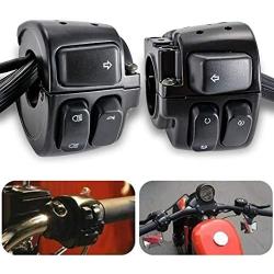 KATUR 1 Pair Motorcycle 1'' 25mm Handlebar Control Light Switch with Wiring Harness for Harley