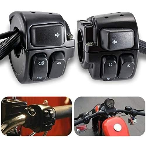KATUR 1 Pair Motorcycle 1'' 25mm Handlebar Control Light Switch with Wiring Harness for Harley