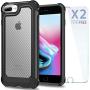 SUPBEC iPhone 6S Plus / 6 Plus Case with [ Screen Protector Tempered Glass x2Pack] Protective Phone Cover with Silicone PC+TPU Shockproof Rubber Heavy Duty Case for iPhone 6SPlus / 6Plus Case-Black