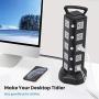 Power Strip Surge Protector Tower JACKYLED Electric Charging Station 13A 18 AC Outlets 4 USB Ports with 16AWG 6.5ft Heavy Duty Extension Cord for Home Office Computer Laptop Black Grey