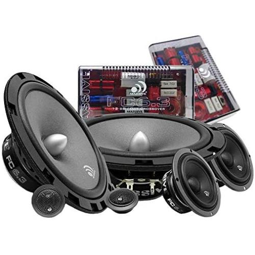Massive Audio FC6.3 – 6 Inch / 6.5 Inch 3-Way, 150w/300 Watts Max, 6.5 Inch Mid-Bass, 3 Inch Mid-Range, 25mm Tweeter, 4 Ohm, 12db X-Over, Component Kit Speakers. Pair