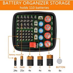 LinkIdea Hard Battery Storage Container, Organizer Box with Tester BT-168, Safe Carrying Battery Case Holder - Holds 63 Various Sizes AA AAA 9V C D Batteries with Battery Tester
