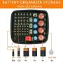LinkIdea Hard Battery Storage Container, Organizer Box with Tester BT-168, Safe Carrying Battery Case Holder - Holds 63 Various Sizes AA AAA 9V C D Batteries with Battery Tester