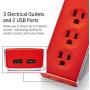 Joule Surge Protector Power Strip with 3 Outlets and 2 USB Ports – Portable for Travel, Hotel, Home, and Office Use