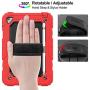 SEYMAC stock Case for iPad Mini 5 Case, Shock-Proof [Full-Body] Case with 360 Rotating Stand [Pencil Holder] [Screen Protector] Hand Strap for Mini 5th/4th Generation (Black+Red)