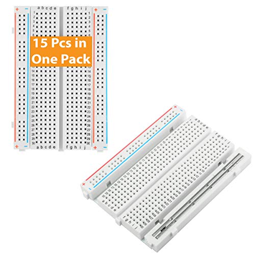 Breadboard Solderless Prototype PCB Board – ALLUS BB-2001 (15pcs) 400 Pin with 4 Power Rails and Double Sided Tape for Raspberry Pi and Arduino