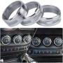 Danti 3pcs Audio Air Conditioning Button Cover Decoration Twist Switch Ring Trim for Jeep Wrangler JK JKU Patriot Liberty 2011-2018 Dodge Challenger 2008-2014 (Silver)