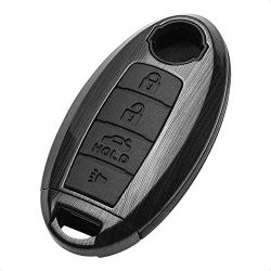 TANGSEN Key Fob Case Black Cover for INFINITI EX FX X G JX M Q QX Series for NISSAN ALTIMA COUPE ARMADA GTR MAXIMA MURANO CROSS CABRIOLET PATHFINDER ROGUE SENTRA VERSA 4 Button Keyless Entry Remote
