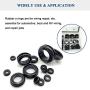 190 PCS Rubber Hole Grommet Assortment Kit Firewall Hole Plug Set,1/4''、5/16''、1/2''、5/8''、7/8''、1''、1-1/8'' Drill Hole, Electrical Wire Gasket Kit Rubber Gasket Kit，Firewall Plug Grommet