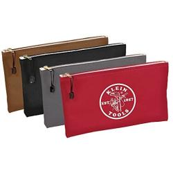 Klein Tools 5141 Zipper Bag, Utility Bag can be used as Bank Deposit Bag, Tool Bag or Pouch, More in Brown, Black, Gray, Red Canvas, 4pc Set