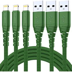 3Pack iPhone Charger Cable 6Ft, CABEPOW 6 Foot Lightning to USB-A 2.4A Fast Charging Cord with 6 Feet Premium Nylon Braid Wire for iPhone 11/11Pro/X/XS/XR/XS Max/8/7/6/5S/SE/SE 2020 - Green