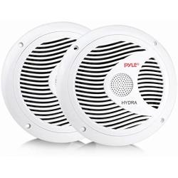 6.5 Inch Dual Marine Speakers - 2 Way Waterproof and Weather Resistant Outdoor Audio Stereo Sound System with 150 Watt Power, Polypropylene Cone and Cloth Surround - 1 Pair - PLMR60W (White)