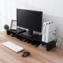 Superjare Dual Monitor Stand Riser, Adjustable Length and Angle Multi Screen Stand, Desktop Stand Storage Organizer for Laptop Computer/TV/PC/Printer- Black Superjare Dual Monitor Stand Riser, Adjustable Length and Angle Multi Screen Stand, Desktop Stand Storage Organizer for Laptop Computer/TV/PC/Printer- Black
