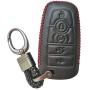 Black Hand Sewing Leather Cover Key Fob Case Protector Jacket Holder For 2017 Ford Fusion Edge F250 F350 F450 F550 2018 Explorer Expedition 5 Buttons Smart Remote Control
