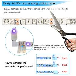 Black Light Strip, Purple LED Strip 16.4Ft/5M 300 Units Lamp Beads, Non-Waterproof Purple Light for Dance Party, Body Paint, Night Fishing, Work with 12V 2A Power Supply