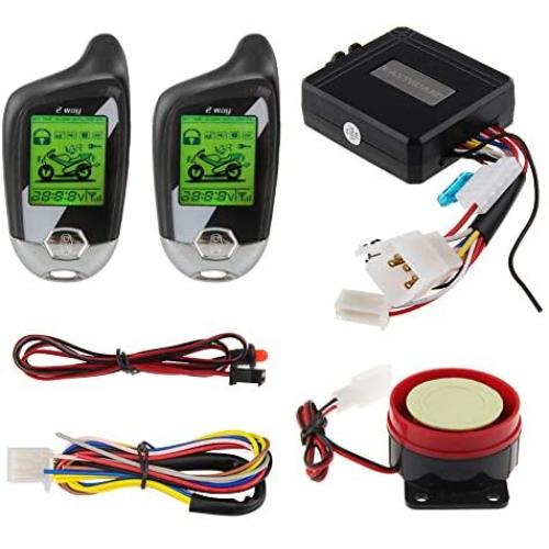 EASYGUARD EM211 2 Way Motorcycle Alarm System with Remote Start Starter Shock Sensor tilt Motion Sensor DC12V LCD Display
