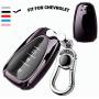 K LAKEY Key Fob Cover, Compatible with Key fob case Malibu Camaro Cruze Spark Volt Sonic Trax Equinox, Smart Car Key Soft TPU Case Shell Protector Key Fob with Alloy Keychain Black