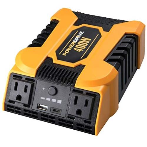 PowerDrive 400W Power Inverter with 2 AC outlets and Dual Ports, USB 2.4A and USB-C 3.0A
