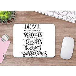 Moslion Bible Verse Mouse Pad Love It Always Protect Always Trust Always Hopes Always Perseveres Gaming Mouse Mat Non-Slip Rubber Base Thick Mousepad for Laptop Computer PC 9.5x7.9 Inch