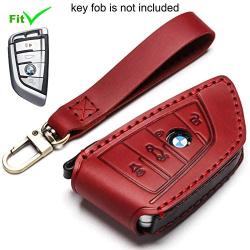 Dedicated Leather BMW Key Fob Cover Suit for Keyless Remote Control for BMW 1 2 3 4 5 6 7 Series and X1 X2 X3 X5 X6 and More BMW Models (A-R)