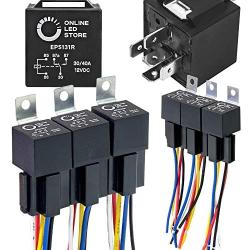 ONLINE LED STORE 6 Pack Bosch Style 5-Pin 12V Relay Kit [Interlocking Harness Socket Holder] [14 AWG Hot Wires] [SPDT] [30/40 Amp] 12 Volt Automotive Relays for Auto Fan Cars